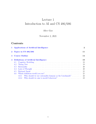 讲座 1 人工智能与计算机科学简介 486/686